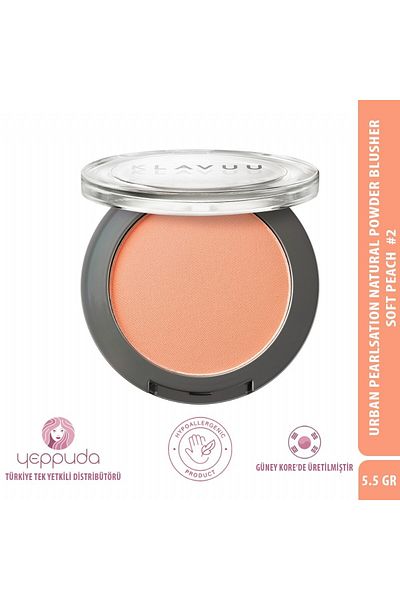 Klavuu Blush Containing Korean Pearl Essence, Providing a Natural and Smooth Look 02 Soft Peach Powder Blusher