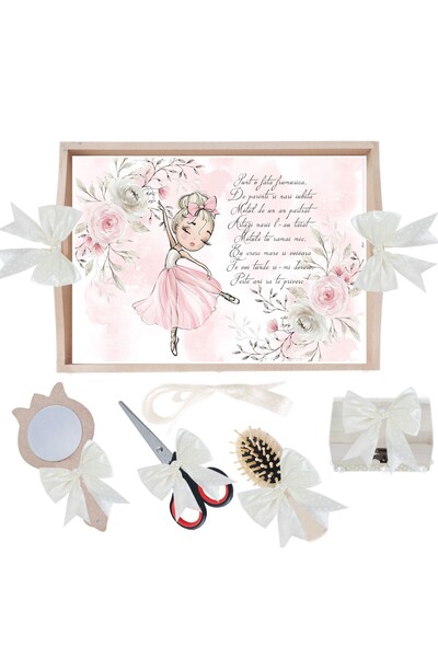 Recostore Tava mot fete, cu Balerina, Ivoire, 6 piese, 35x20 cm, REC1967/291