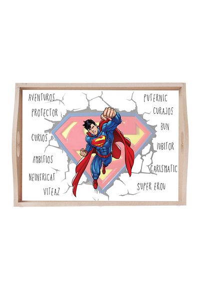 Recostore Tava mot baieti Superman, albastru electric, 6 piese, 35x20 cm, REC1967/157