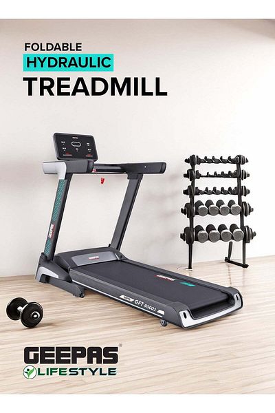 Geepas Foldable Hydraulic Treadmill with 12 Modes| 15 Levels Auto Incline, App Sync Function