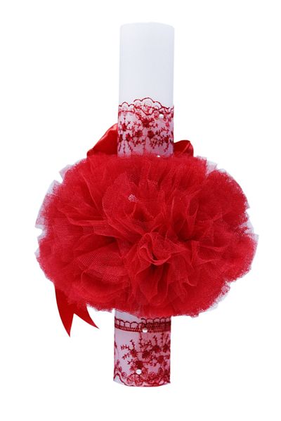 Recostore Lumanare rosie „Radacini si aripi” botez, 35x5 cm, REC115