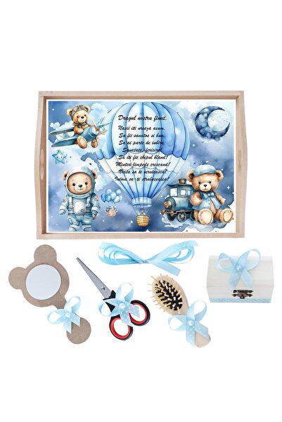 Recostore Tava mot baieti Ursulet, bleu, 6 piese, 35x20 cm, REC1967/223