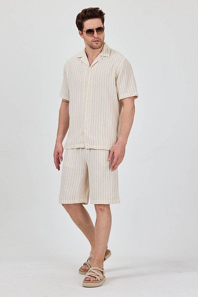 Cosplay Shirt Shorts Men's Two-Piece Suit Thin Linen Look