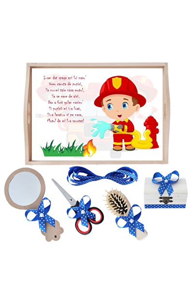 Recostore Tava mot baieti cu Pompier, albastru electric, 6 piese, 35x20 cm, REC1967/134