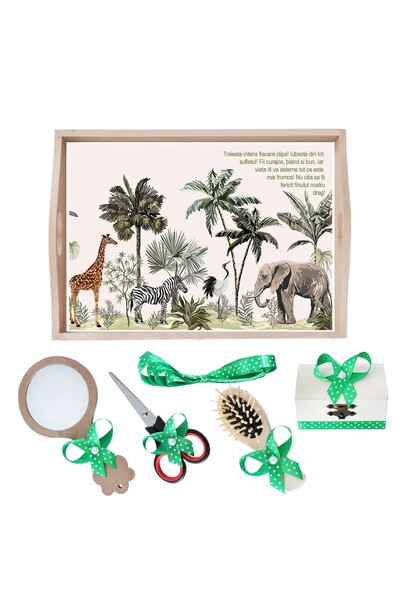 Recostore Tava mot baieti Safari, verde, 6 piese, 35x20 cm, REC1967/154