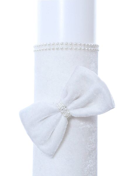 Recostore Lumanare botez catifea alba, 28 cm, REC2161