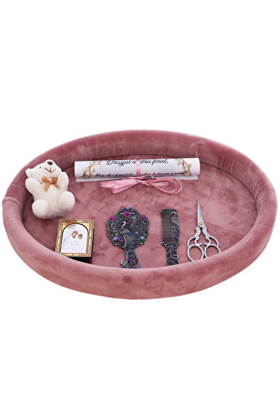 Recostore Tava mot aniversare 1 an, catifea roz pudrat, 8 piese, 43x32 cm, RE...