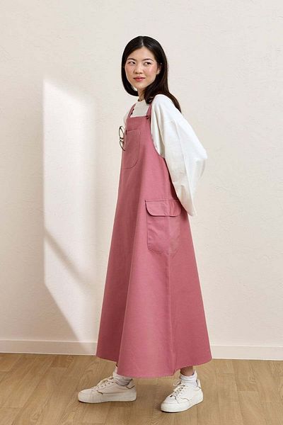 Ceylan Otantik Dusty Rose Linen Skirt Salopet & Ecru Body Suit