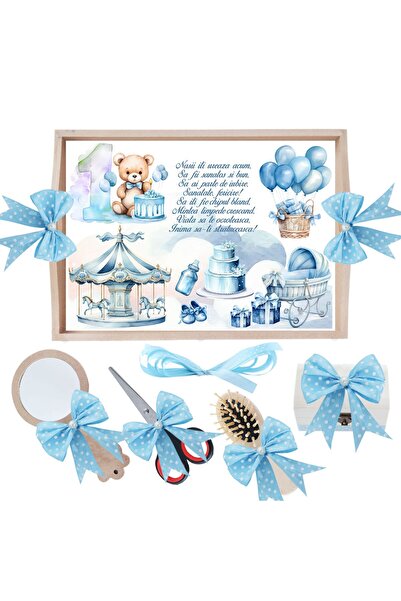 Recostore Set tava taiere mot, Ursulet, bleu, 6 piese, 35x20 cm, REC1967/279