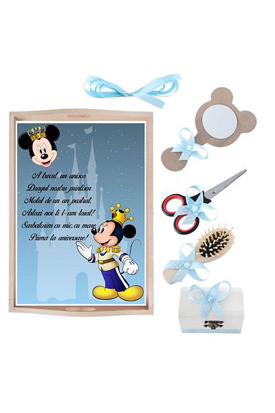 Recostore Tava mot baieti cu Mickey Mouse, bleu, 6 piese, 35x20 cm, REC1967/242