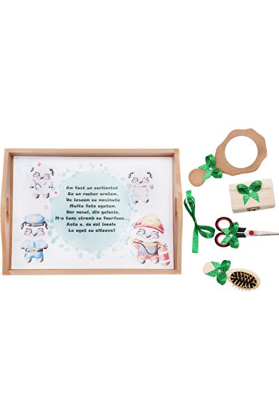 Recostore Tava mot, urs cu meserii, 6 piese, verde, 35x20 cm, REC1967/57