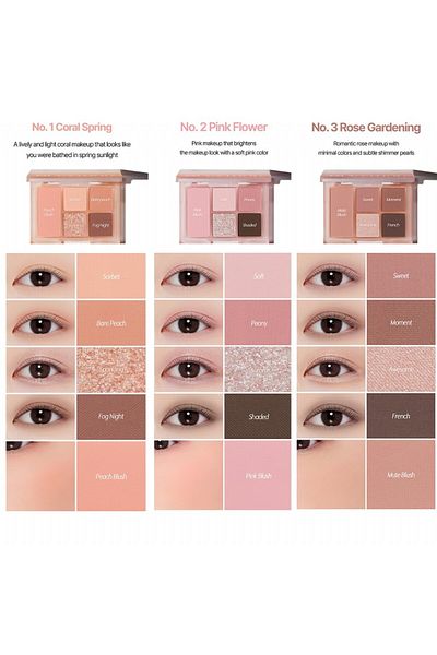Merythod Versatile Blush & Eyeshadow Palette with Matte, Shimmer and Glitter-Blurring Multi Palette 02 Pink Flower