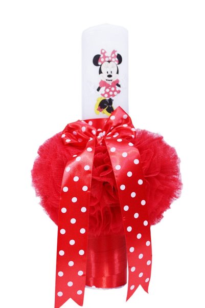 Recostore Lumanare rosie botez, cu Minnie Mouse, 40x7 cm, REC132