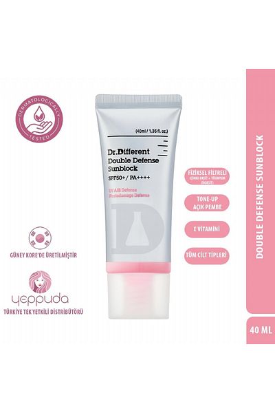 Dr.Different Double Defense Sunblock - Physical Filtered Sunscreen That Provides a Natural Tone-Up Look (Dd Cream)