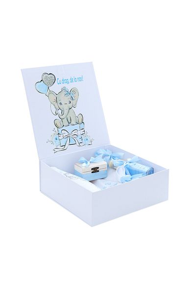 Recostore Trusou si lumanare Elefant "Cu drag de la nasi", bleu deschis, REC2404