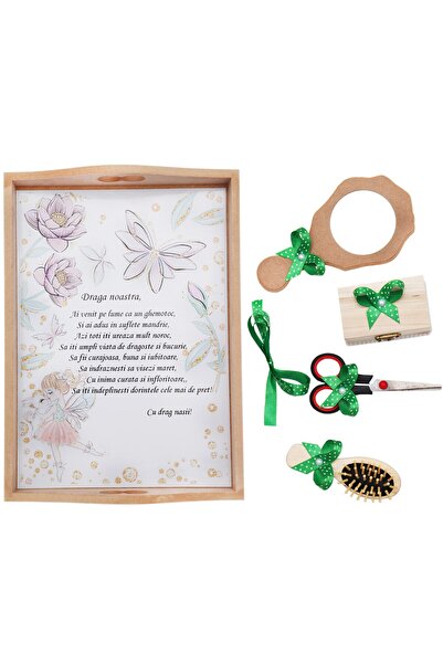 Recostore Tava mot fete, cu Zana, 6 piese, verde, 35x20 cm, REC1967/93