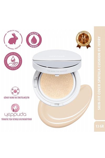 Merythod High Coverage Waterproof Spatula Cushion Foundation 01 Ivory Spf50 Pa Skin-Fit Cover Spatula