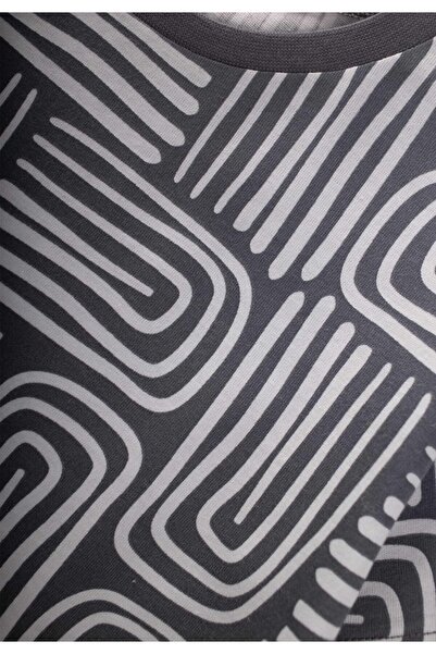 Cigit Boho Patterned T-Shirt 2-10 Years Anthracite