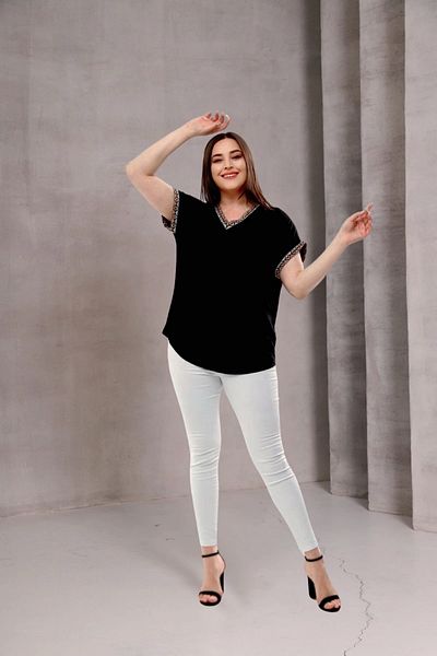 aytemas Collar Sleeves Knitted Stripe Blouse