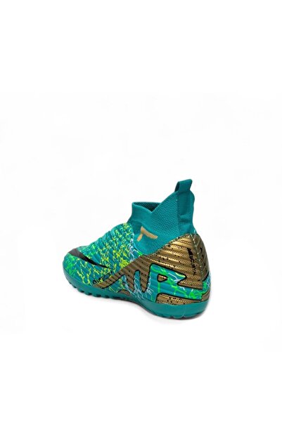 stilfest Šněrovací fotbalové kopačky Halısaha s tyrkysově zlatým vzorem