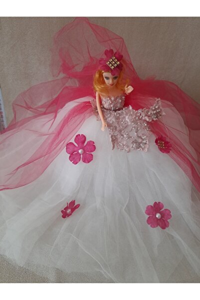 senbio Oyuncak Bebek Büyük Boy Gelinlikli Bebek( 40 Cm) Boyunda Pembe Renk