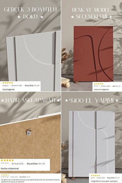 KEIN Bohem Dokulu Dekoratif Kanvas Tablo – Modern 3d Alçı Kabartmalı Duvar Sanatı Bej