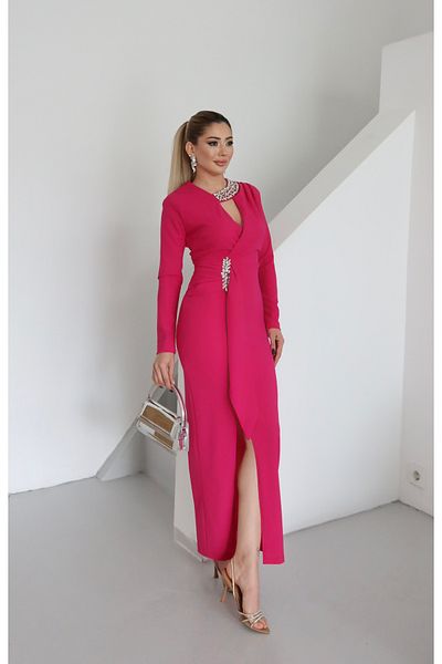 1Moda1Tarz Γυναικείο εισαγόμενο υφασμάτινο αξεσουάρ Λεπτομερές φόρεμα ειδικής σχεδίασης με σχισμή