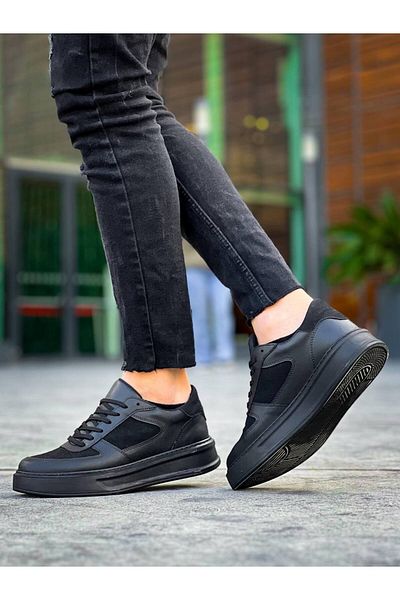 Arda Men's Shoeskb-X8 Kuback Black Skin Black Suede Detailed Black High Sole Casual Sports Shoes