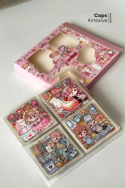 caps office 719 Pieces Kawaii Girl Figure Transparent Sticker Set – 100 Sheets – Pen Laptop Notebook Water Bottle Sticker