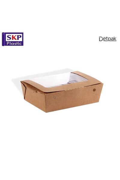 SKP Plastic Large Kraft Paper Boxes with Curved Window (20 Pack)