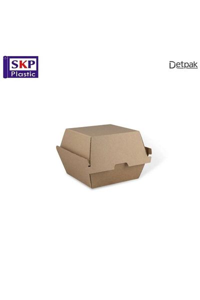 SKP Plastic Brown Paper Burger Boxes with Lock Lid (20 Pack)