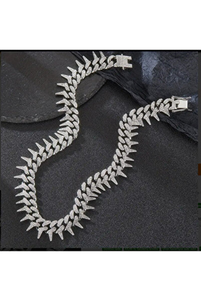 kargasa Shimmering Rhinestone Punk Rock Cuban Chain,