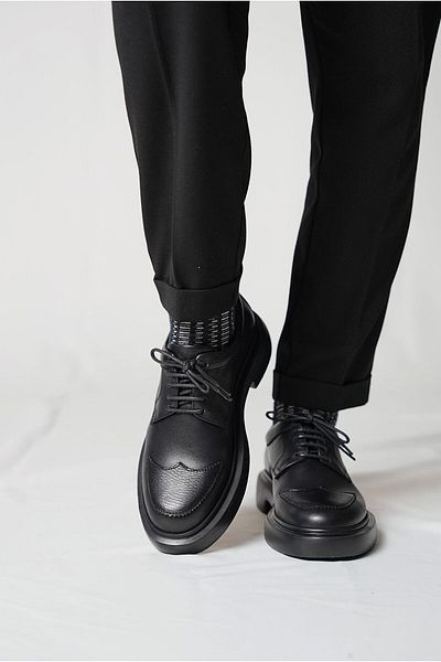 TETRİ Romeo Model Genuine Leather Handmade Men's Black Leather Casual Shoes