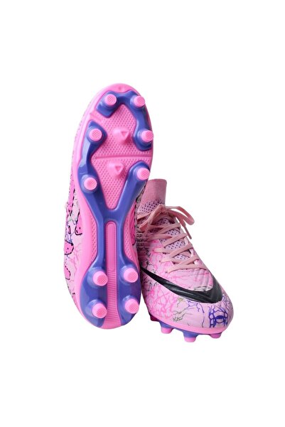 Genel Markalar Krampon Pembe Mor Bağcıklı Spor Ayakkabı Kadın Krampon Pembe Mor