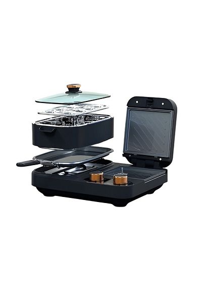 Sanford 5 in 1 Breakfast Maker with Sandwich Maker, Frying Pan, Pot, Egg Boiler & Steamer