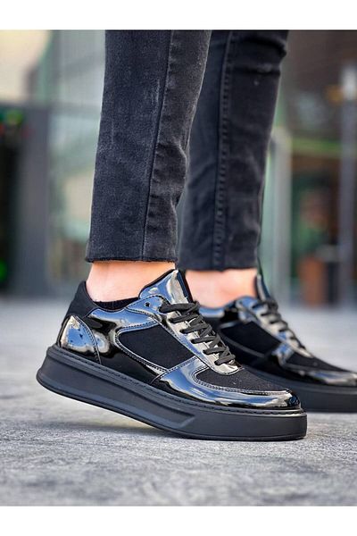 Arda Men's Shoeskb-X8 Kuback Black Patent Leather High Black Sole Casual Sports Shoes