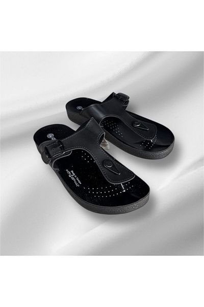 GEZER Unisex Black Light Sole Buckle Beach Sea Daily Flip Flops