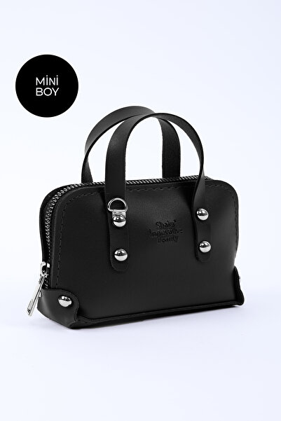 SHAKA Μαύρο Shk224 από συνθετικό δέρμα, μίνι μέγεθος, με φερμουάρ, μονόχωρο, με αλυσίδα. Τσάντα χειρός και ώμου