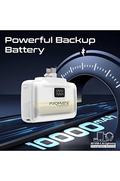Promate PowerUp-10Duo 10000mAh Portable Power Bank (White)