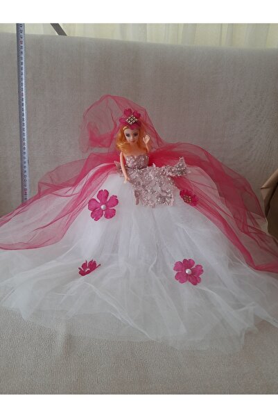 senbio Oyuncak Bebek Büyük Boy Gelinlikli Bebek( 40 Cm) Boyunda Pembe Renk