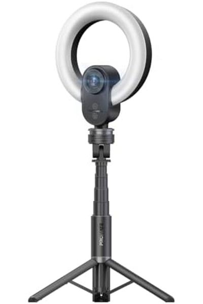 Promate 2K Ultra HD Webcam with 5.0 Mega Pixels, Integrated 5.5" Adjustable Ring Light, 90° Wide An