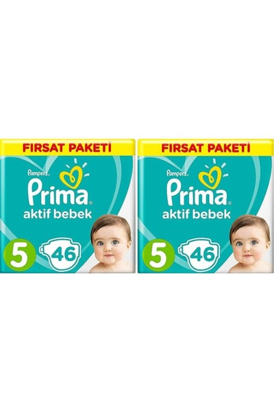Prima Bebek Bezi 5 Beden 2'li Paket 92 Adet (2PK*46)