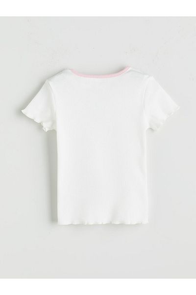 LC Waikiki Tricou pentru fete din țesătură cu broderie slim Fit