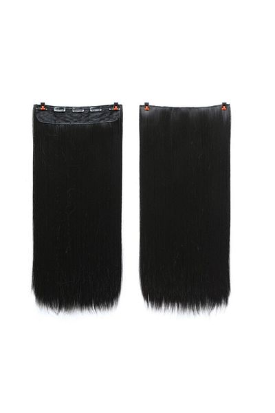 animis beauty Extensii Par Negre, Drepte, Tresa Cu 5 Clipsuri, 60 Cm, Fibra Sintetica Cu Aspect Natural