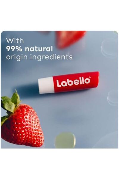 LABELLO Lip Balm, Moisturizing Lip Care, Strawberry Shine, 4.8g