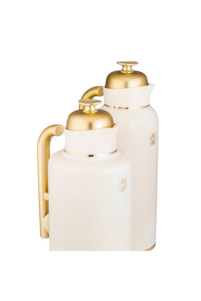 ALSAIF Al Saif Sandra Thermos Set In White With Gold, 2 Pieces