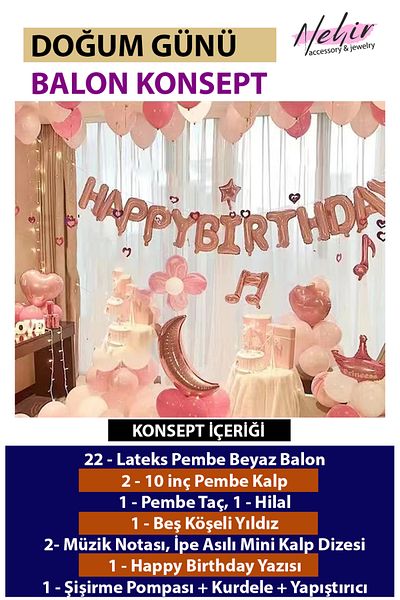 Nehir Birthday Celebration Concept Balloon Party Set (Silver Age Balloon + Pump Gift)