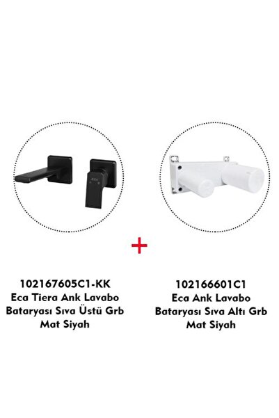 Eca طقم صنبور حوض مدمج من تييرا باللون الأسود غير اللامع ECA.ANKSET.LC101.C1