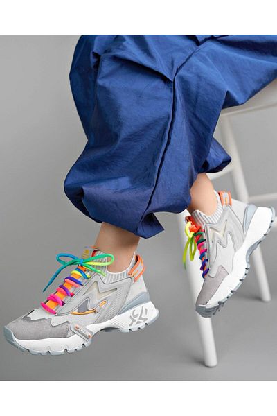 Tuğba Ortopedi 0850 Women's Gray/Colorful Comfortable Sneaker