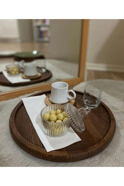 LİYYSA Large Size Wooden Plate and Presentation Holder, Wooden Plate, American Service